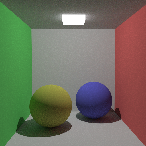 Cornellbox with prism light with path tracing and next event estimation without sampling the object light
